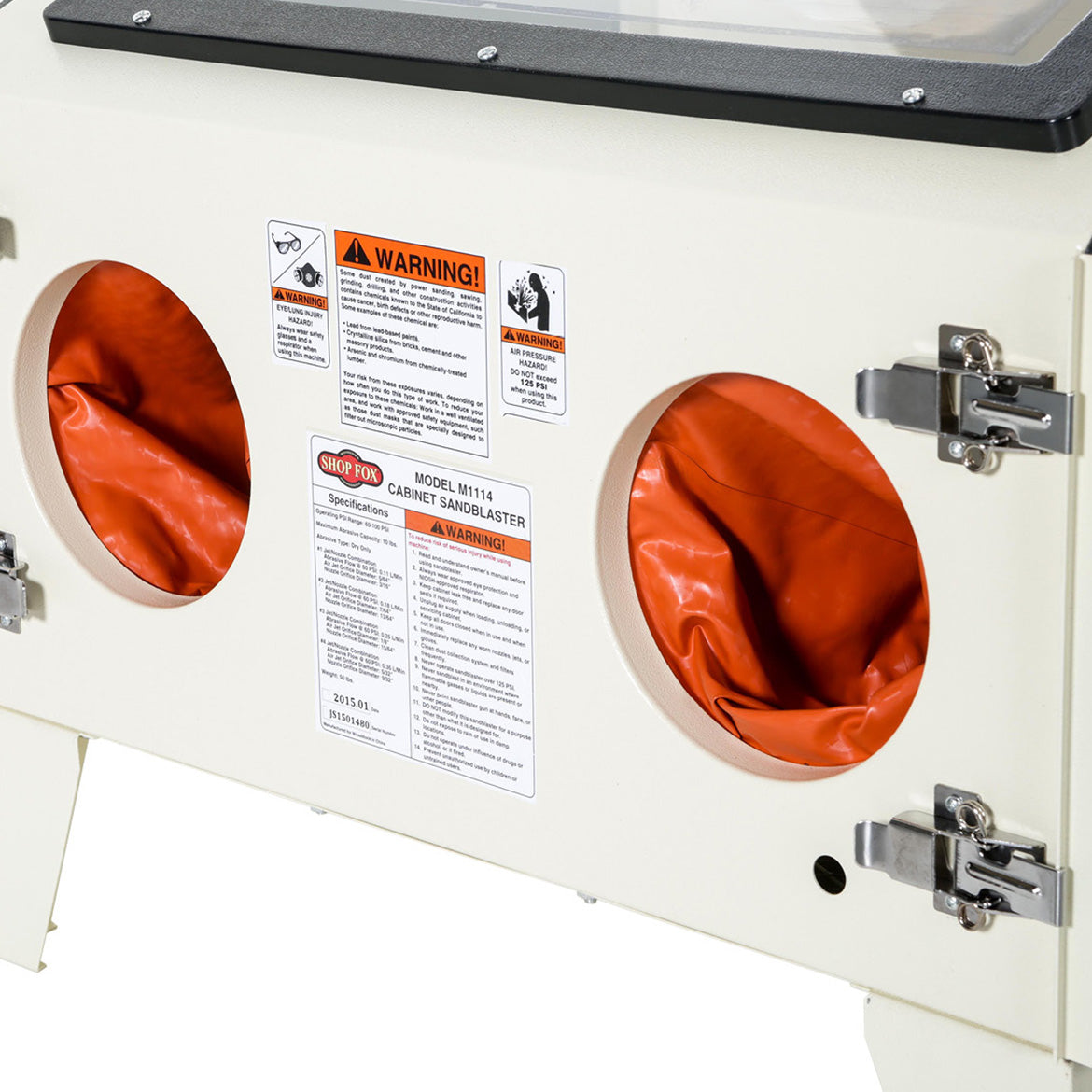 Shop Fox M1114 60-100 Psi Heavy Duty Benchtop Sandblast Cabinet w/ Transformer