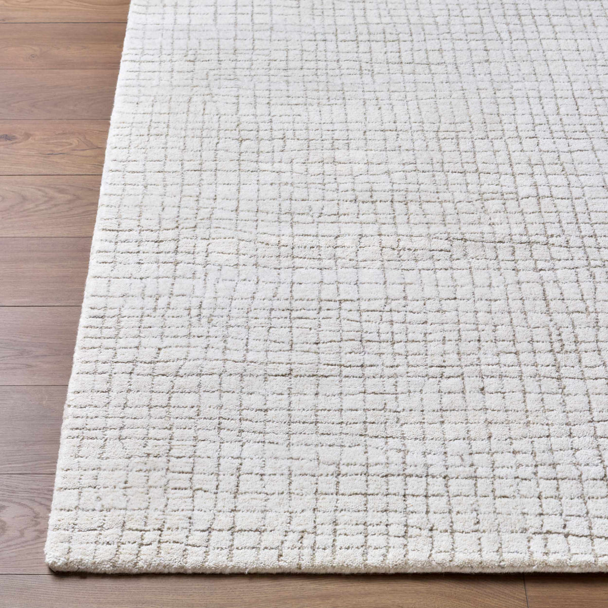 Kynton Ivory Modern Minimalist Handmade Area Rug
