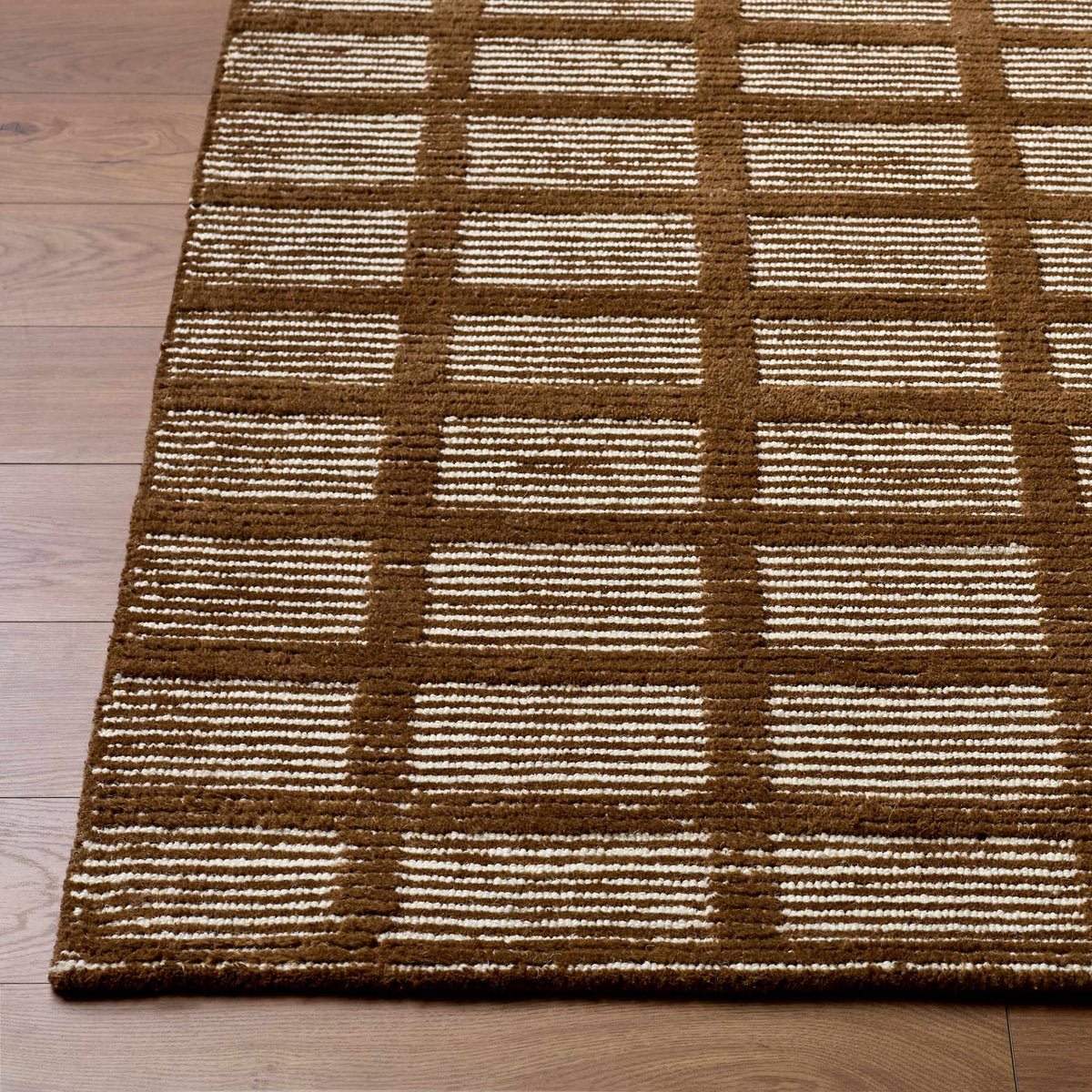 Pumoma Brown Modern Minimalist Handmade Area Rug